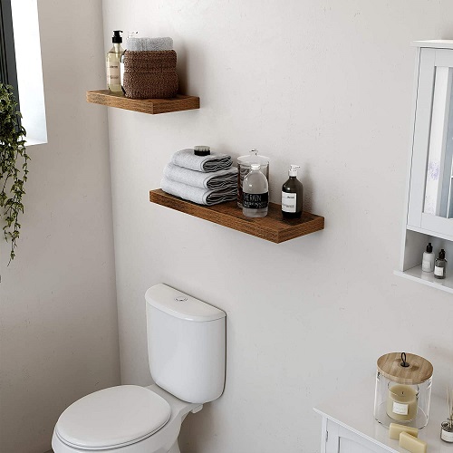 Floating Wall Shelves with Hidden Iron Bracket for Bathroom