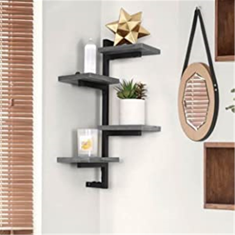 Grey Wall Mounted Corner Shelf with Four Arms illustration-2