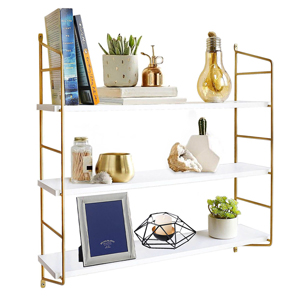3-Tier Gold Adjustable Wall Mounted Shelf Illustration 3