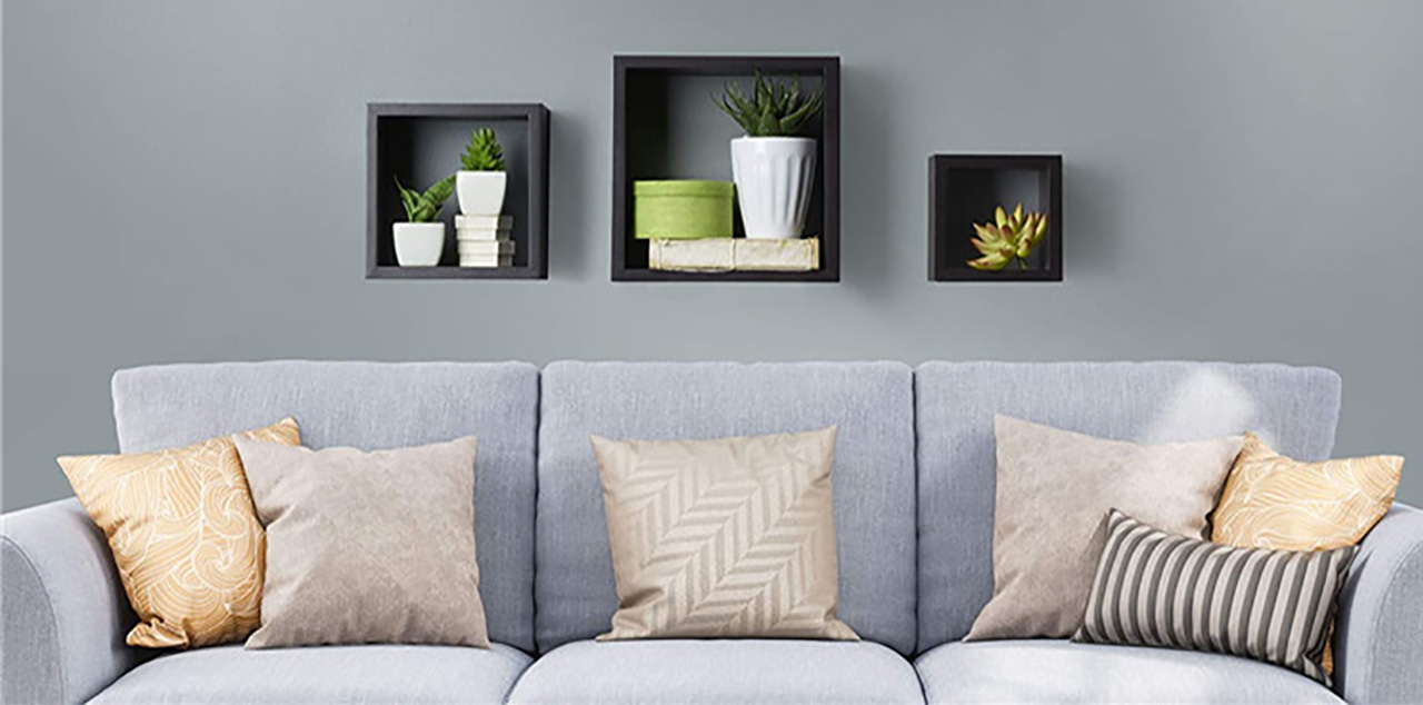 Set of 3 Black Cube Wall Shelves for Living Room